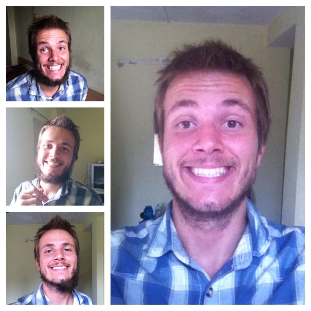 NotThatIndia's tweet photo. "Beard Evolution" 15 Dec. Artist: A Vittecoq. Materials: scissors, mirror, the wish to look presentable for France! http://t.co/SoXRHHp1jF
