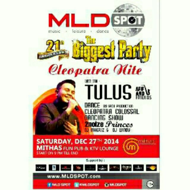 AboutCirebonID's tweet photo. Kapan lagi ketemu Tulus di Cirebon? Doi di Cleopatra Nite 27 Des di Mithas. HTM 100rb. Hari H 150rb Hub @CirebonTiket http://t.co/4jAfAqZuGo