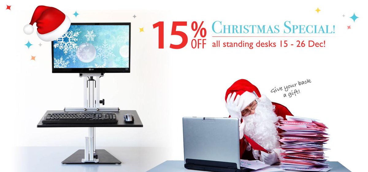 idealworkspace's tweet photo. 15% off Standing Desks. 15-26 Dec. Perfect for office workers &amp; Santa Clauses. http://t.co/kevUfEpaFF #standingdesk http://t.co/rVh3DXMtdw