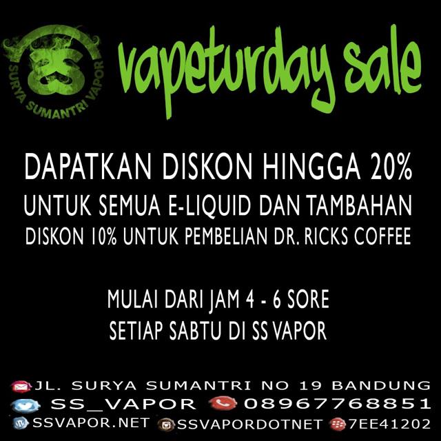 SS_vapor's tweet photo. #sale 20% utk semua merk eliquid setiap hari sabtu jam 16:00 sampai 18:00 jgn telat ya !! http://t.co/QUWNGKjOZn