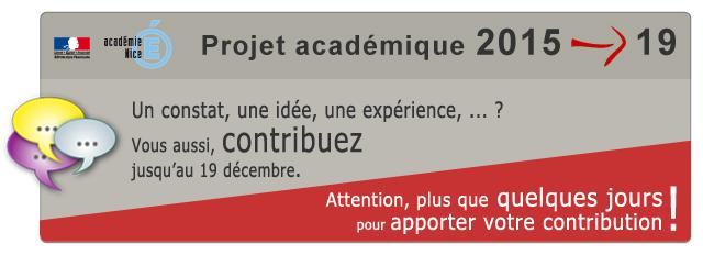 Contribuez au nouveau projet académique 2015-2019 de l'académie de Nice jusqu'au 19 décembre www2.ac-nice.fr/cid83559/page.…