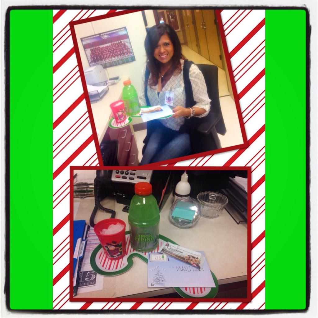 Maritza_B7's tweet photo. My Secret Santa ROCKS! I had my gift delivered on a tray! This made my morning, love it! ❤️🎁🎄🎅💚 http://t.co/5B4n8Iijxs