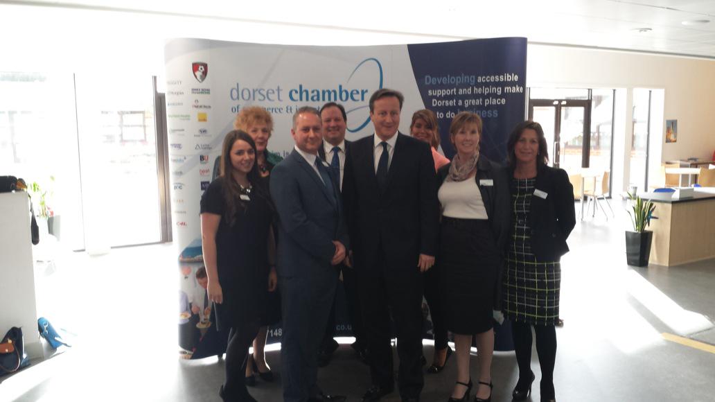 DorsetChamber's tweet image. Dorset Chamber staff greet the PM.