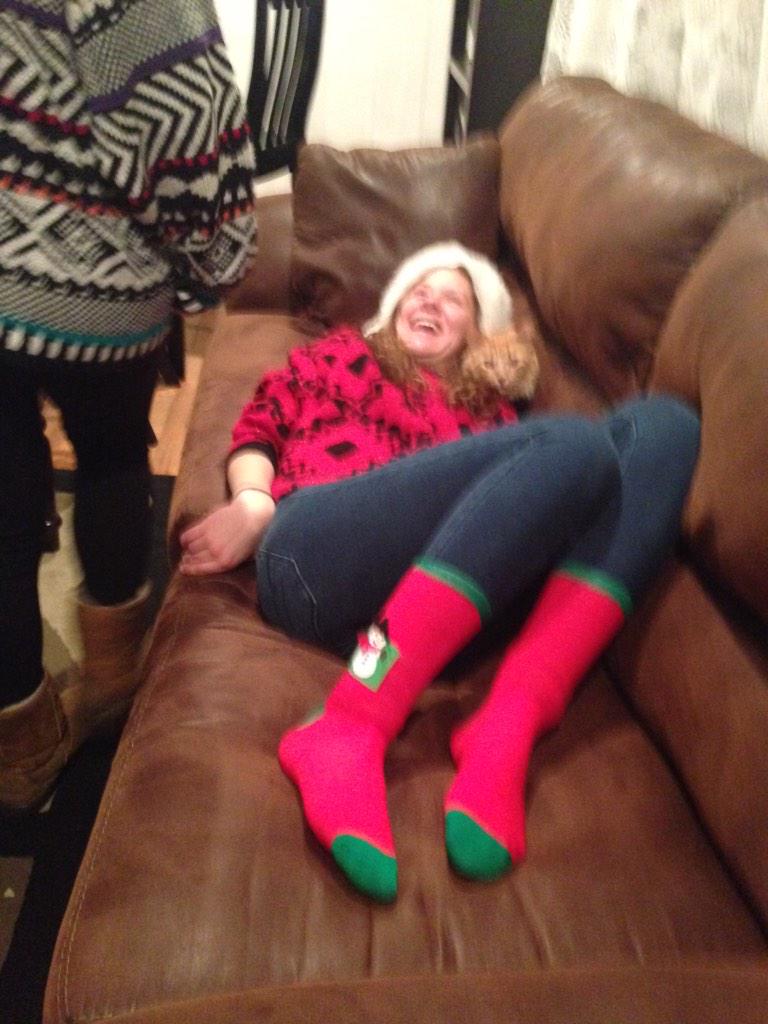 SheridanSpelman's tweet photo. Finals week is real rough. Hope this picture of @Ri_uh laughing while on a cat makes you feel better. #MariahMonday http://t.co/6Onf1CVc7v