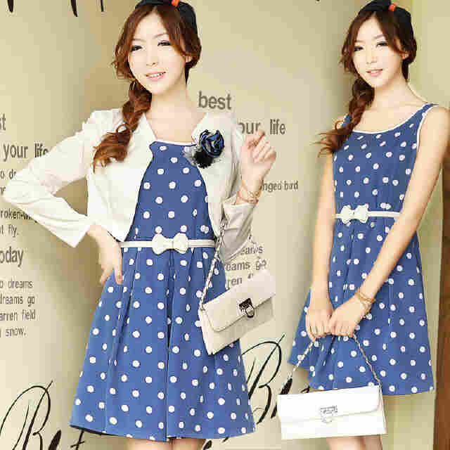 Es set dress polka+bolero 87.000 matt full spandek fit L + no bross