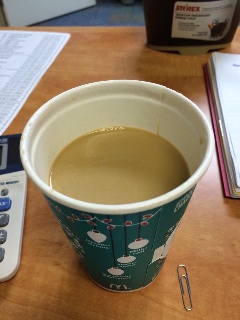 Hey <a href="/McD_Canada/">McDonalds Canada</a>. Would love to get a full cup of coffee next time!