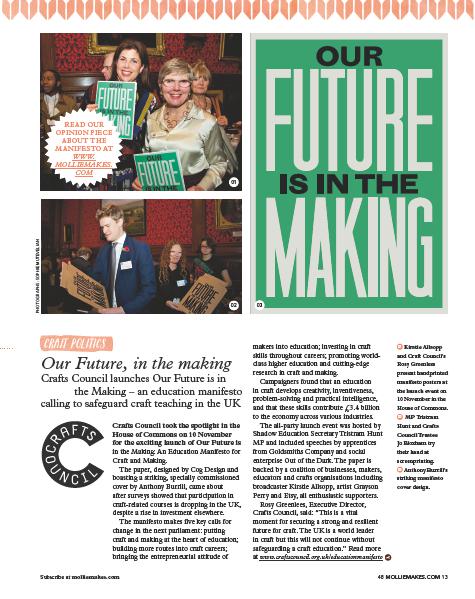 We're pleased as punch to be in next issue of @MollieMakes and to have their  support for craftscouncil.org.uk/educationmanif…