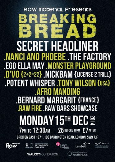 RawMusicMedia's tweet photo. Come down to @BrixtonEast1871 7pm- late to see @MNSTRPLAYGROUND tonight at 'Breaking Bread' #Brixton #RawMaterial http://t.co/z8vaEGbtpx