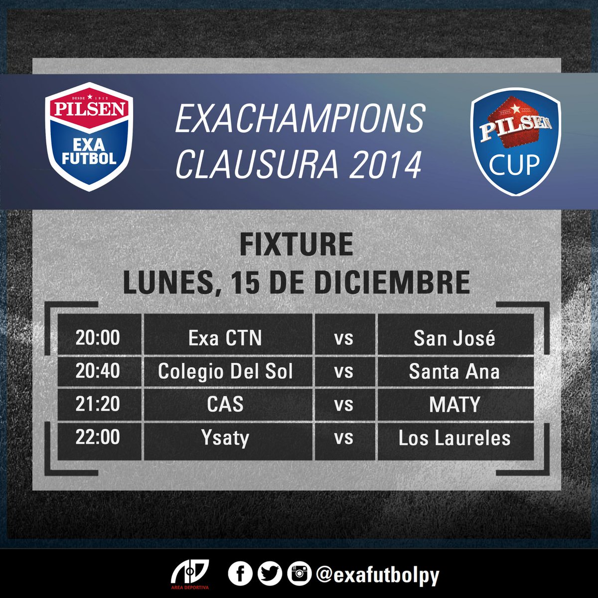 Exafutbolpy's tweet photo. Esta noche en nuestro local Pilsen Arena se jugarán los partidos por los 8vos de final, mirá: http://t.co/nqY7ZQhOeN