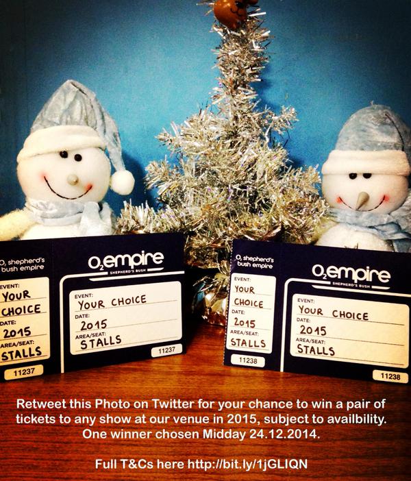 O2SBE's tweet image. Follow us and RT this photo to win a pair of tickets of your choice in 2015! #xmas #treat #santa #present #tickets