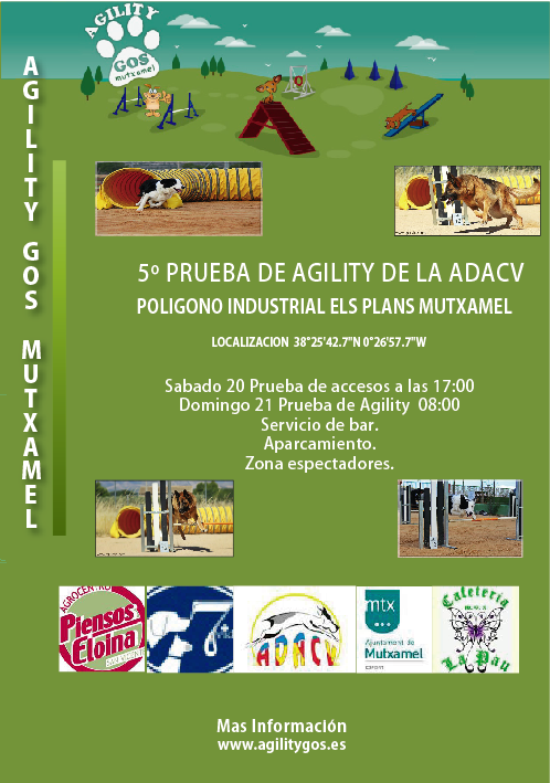 AgilityGosEs's tweet photo. 5º PRUEBA DE #AGILITY DE LA #ADACV #MUTXAMEL Sábado 20 y Domingo 21 mas info en la web. http://t.co/y1mjkvo5Rj http://t.co/vkltSbJ5w0