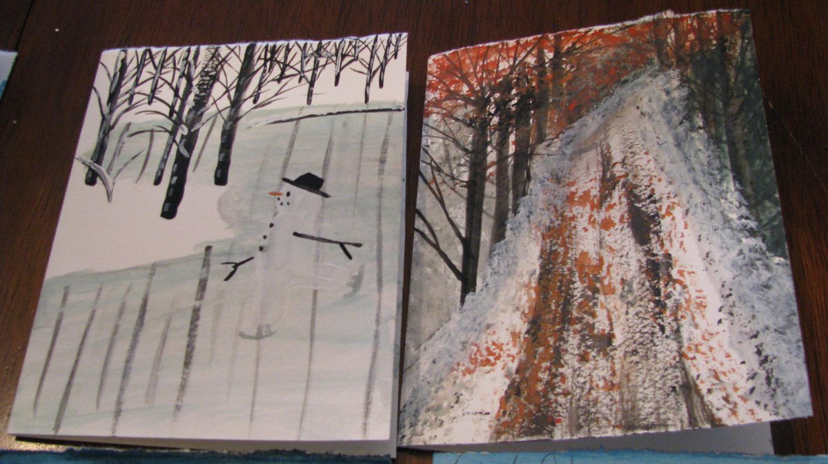 Aynotholland's tweet photo. Painted over 30 Christmas cards this year. Here are a few I did. http://t.co/UyU5bAecIf