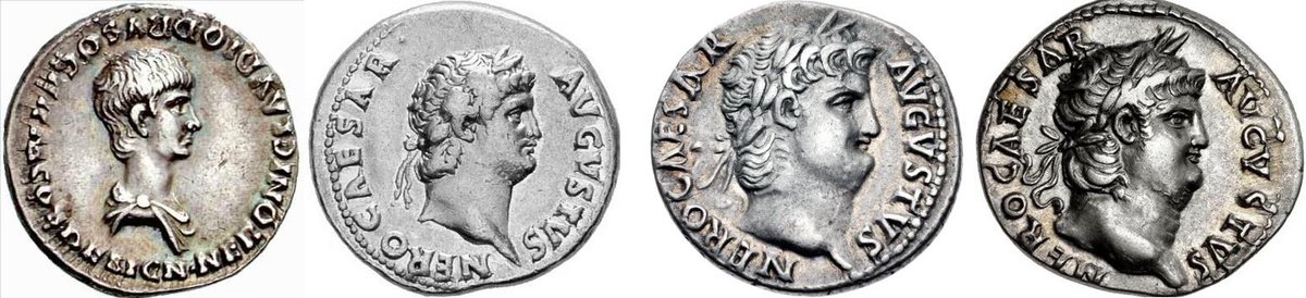 OptimoPrincipi's tweet image. Happy Birthday Nero! The development of his numismatic portraiture perfectly illustrates his growing decadence.