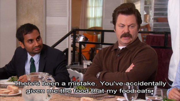 BuzzFeed's tweet photo. 17 times Ron Swanson perfectly summed up your relationship with food
http://t.co/1hRYVkUjZH http://t.co/72J3HBSsBV