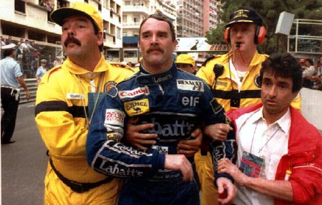 GrandPrixDiary's tweet photo. The moment Nigel Mansell met his long lost twin. Monaco 1992. http://t.co/xGFbH7UV51