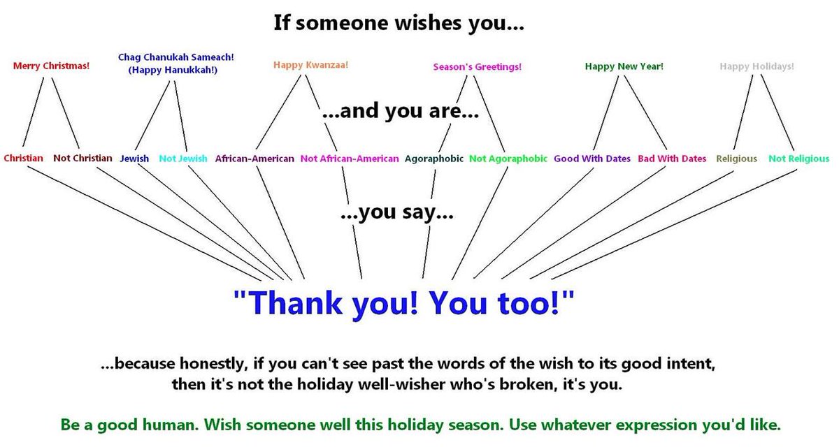 HashtagRise's tweet photo. 'Tis the season! Not sure how to return a holiday greeting? Here's a handy #Holiday flowchart to help! :) http://t.co/D1jWmvRPyh