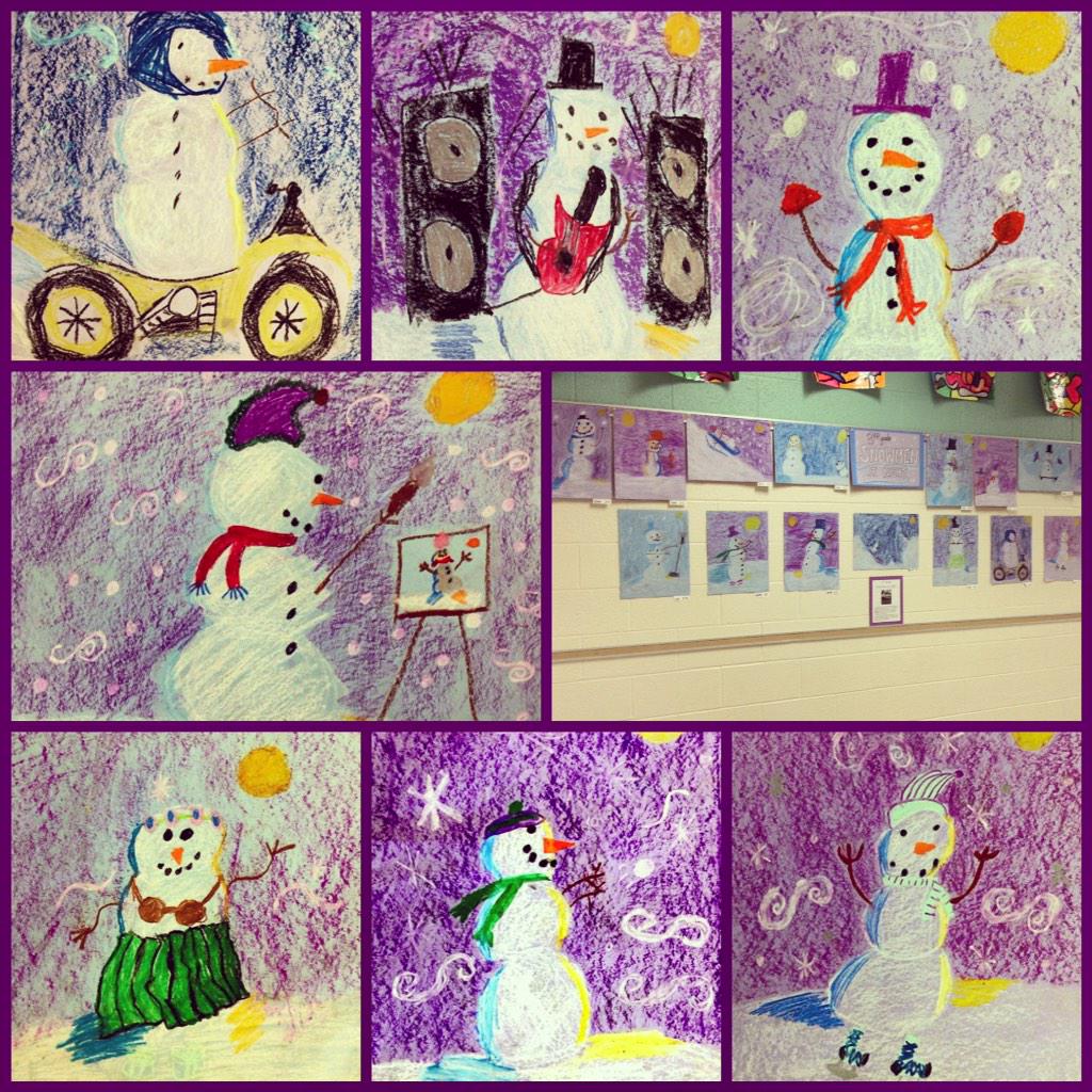 ArtwithMrsBlack's tweet photo. 3rd grade "Snowmen at Night" #elementaryart #3rdgrade #snowmenatnight #drawing http://t.co/WEKbb53Zko