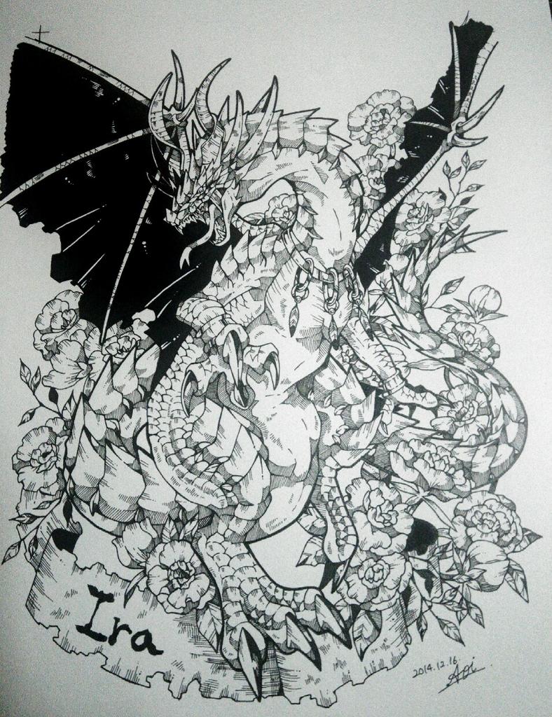 ドラゴン描くの難しすぎて泣いた。 描くのも苦労、構図も苦労