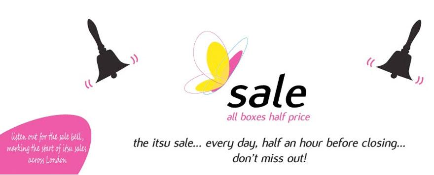 ItsuOfficial's tweet photo. Listen out for the bell 30 minutes before closing &amp; sale 50% on ALL #salads &amp; #sushi http://t.co/BMdREzP4Uv