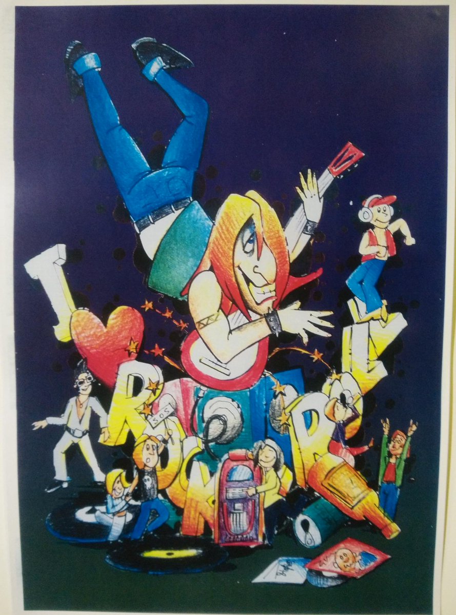 FallesValldUixo's tweet photo. Esbós Falla Pensat i Fet. Lema: I love rock &amp; roll. Artista faller: Rubens Marzà Ventepani. http://t.co/b5drmEM9yU