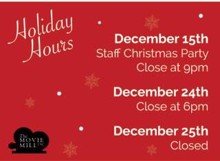 We will be closing tonight at 9pm for our staff Christmas party. #yql #froyomill