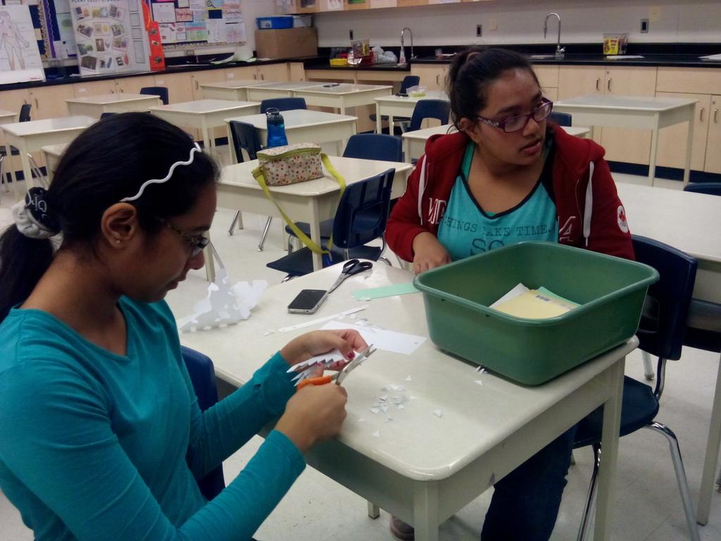 rtmsriptide's tweet photo. Grade 8 students making snowflakes! They're in the Christmas spirit! #rtmslive http://t.co/N4uDX0td6M