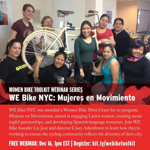 Join us TOMORROW as <a href="/WEBikeNYC/">WE Bike NYC</a> presents on their program engaging Latina Women. #womenbike bit.ly/1wgu22a