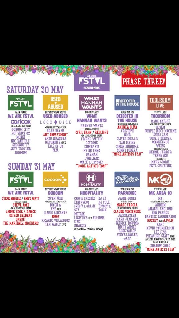 2015 WeAreFSTVL line up is unreal! DM for tickets