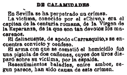 Año 1887. En Sevilla, muere el Capitán de la #centuriamacarena, de dos disparos por la espalda. @manuroldansal