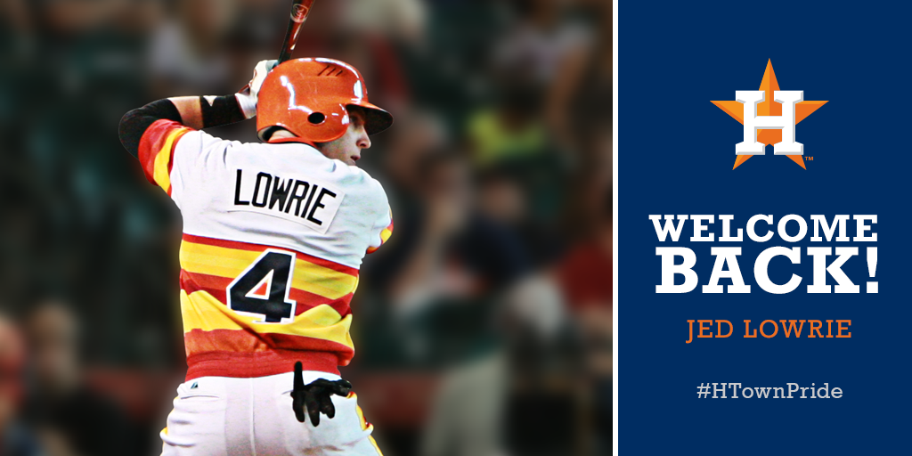 Welcome back to Houston, Jed Lowrie! Full press release: atmlb.com/1DCPLbe  #HTownPride