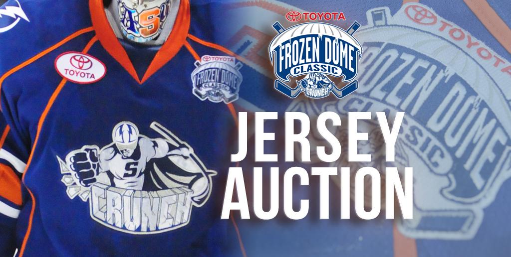 SyracuseCrunch's tweet photo. Last call! 

Last five minutes for bids on @TheFrozenDome jerseys.

http://t.co/mFfWPGoxCt

#SyrCrunch http://t.co/I1X5USDXGK