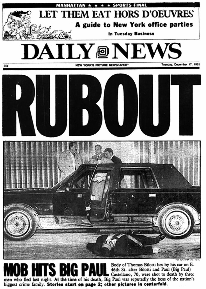 When Paul Castellano was whacked outside Sparks Steak House. Notorious hit happened 12/16/85