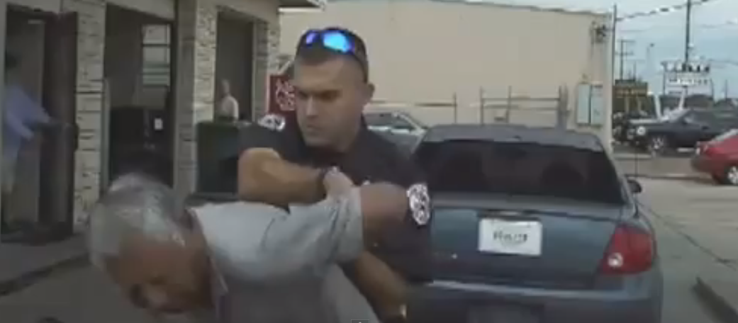 VICENews's tweet photo. Footage shows Texas cop using a Taser gun on 76-year-old over car inspection stickers: http://t.co/CdeX9DFGYK http://t.co/sA7R6W4fud