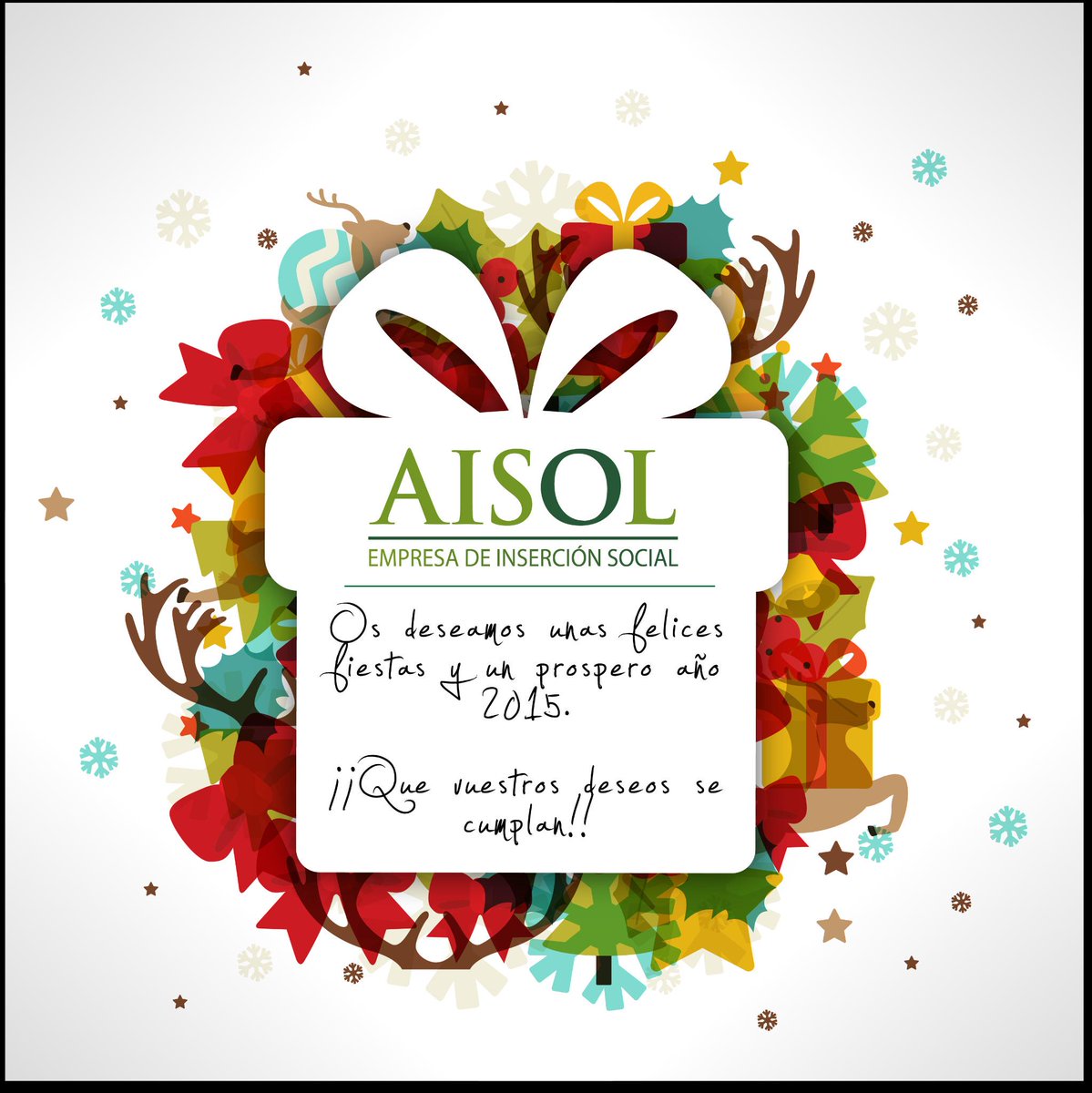 AISOLSL's tweet photo. @AISOLSL os desea unas felices fiestas y un muy próspero año 2015. http://t.co/OCeY0Vd1Ba
