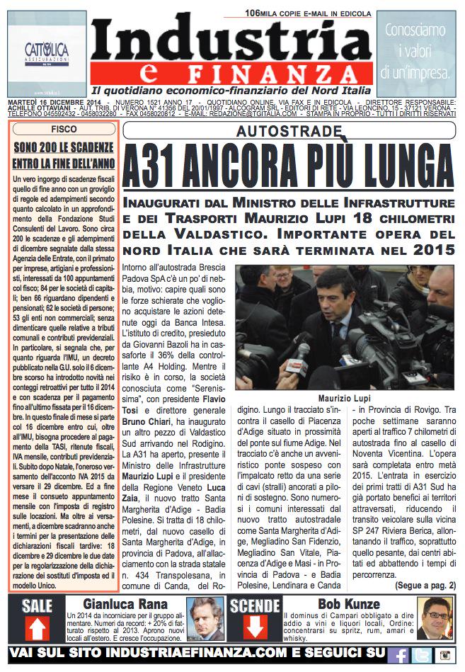 Buondì da <a href="/IndustriaeFinan/">Industria e Finanza</a> ecco online la nostra #primapagina di oggi bit.ly/1wV9cc8 #buonalettura #news