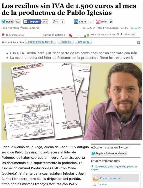 JaimeBN1987's tweet photo. #AcusacionesPodemosM4 No nos olvidemos de los #RecibosBlack de Pablo Iglesias. 18.000 € al año en negro. http://t.co/IlVXl8NXmk