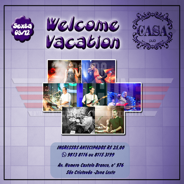 bandatopgun80's tweet photo. Amanhã, sexta(05), 'Welcome Vacation' no Casa Pub #bandatopgun80 #welcomevacation http://t.co/5ro2xcXDUX