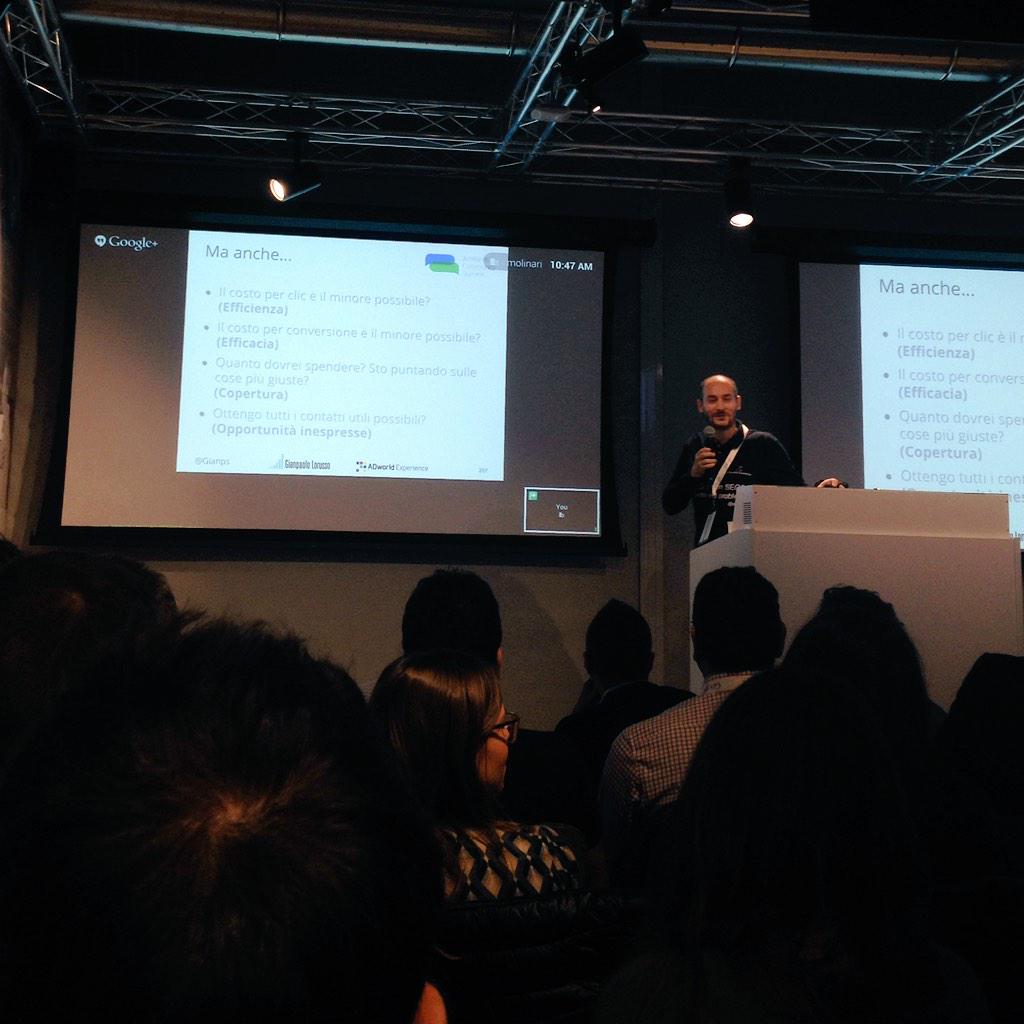 chiarastorti's tweet photo. @Gianps e la misurazione di efficacia di un account Adwords #AWCS2014 http://t.co/RisBlHcYSQ