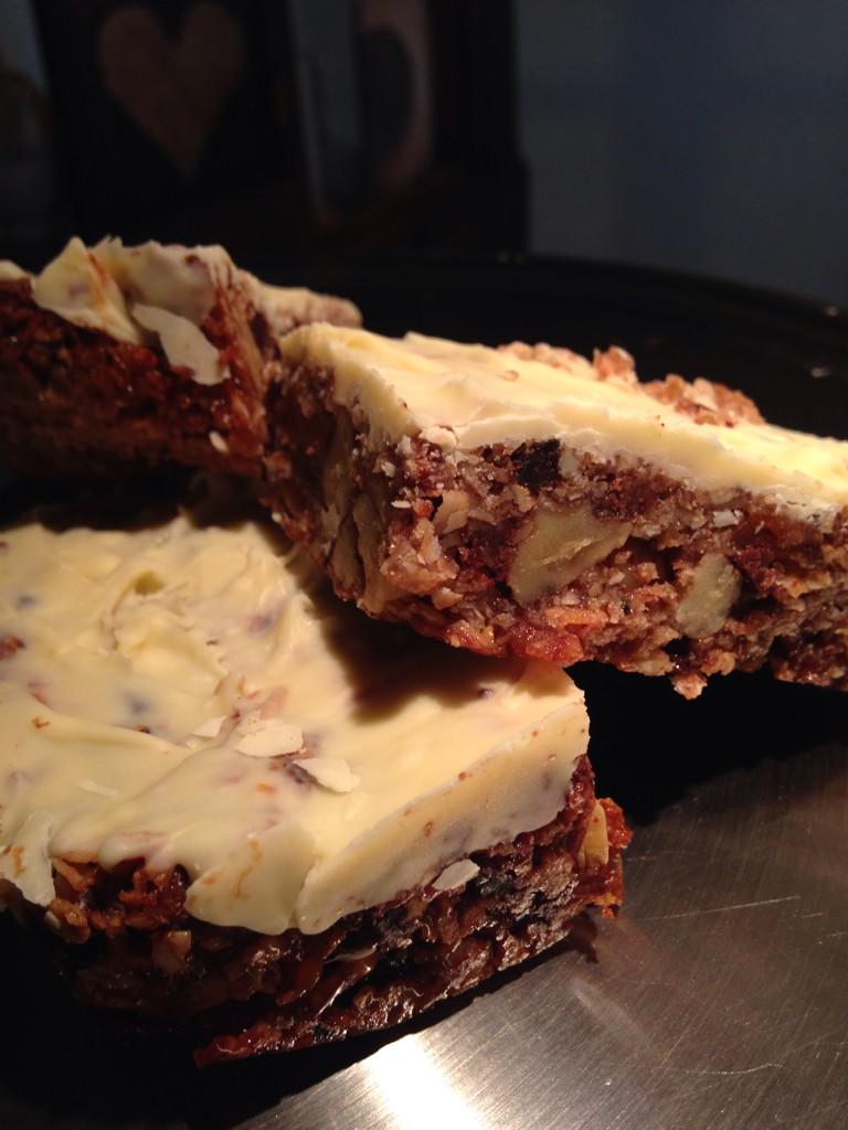 If you're needing a boost of energy flapjacks with white chocolate topping