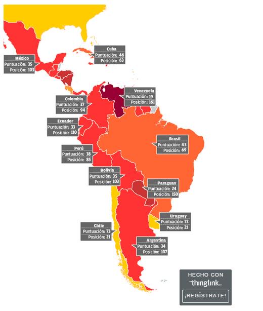 Mapa Interactivo America Latina Mundo Nuestra Meta On Twitter: "“@Observadoruy: Del Más Al Menos Corrupto: Mapa  Interactivo De América Latina Http://T.co/Evw4Bstplb  Http://T.co/Giye4Ttab5”" / Twitter