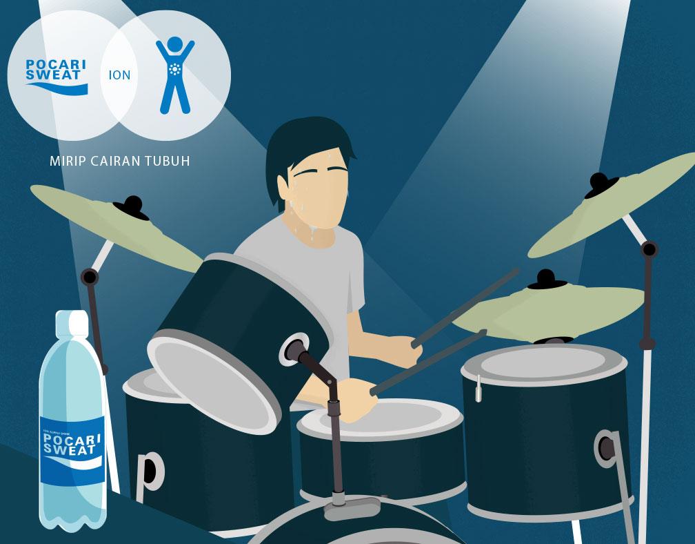 Buat kalian yang hobi bermusik, ION tubuh juga berkurang saat berlatih/manggung. Jangan lupa POCARI SWEAT nya ya :)