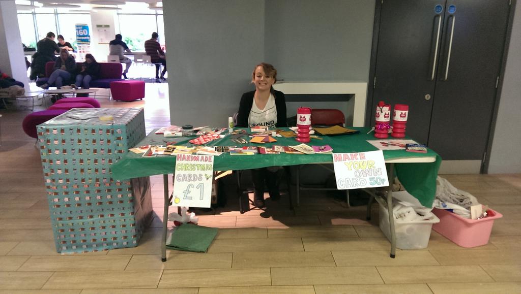 KeeleAliceSoc's tweet photo. We're in @KeeleSU until 5! Come and join our #xmascardathon! @KeeleSUv @KeeleActivities http://t.co/VNLZF6zopp