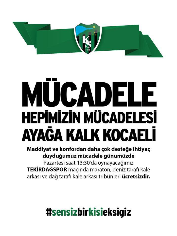 BİR YEMİN ETTİM Kİ, DÖNEMEM. 
#Kocaelispor 
#HodriMeydan 
#sensizbirkisieksigiz