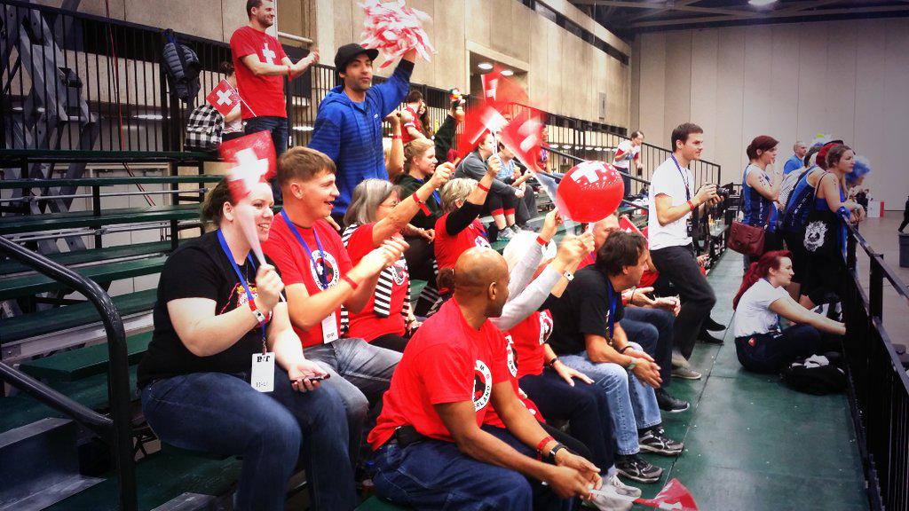 <a href="/TeamSwissDerby/">Team Switzerland RD</a> fans go nuts watching their jammer get lead! #seeyouinDallas #RDWC2014 #thesefansmeanbusiness