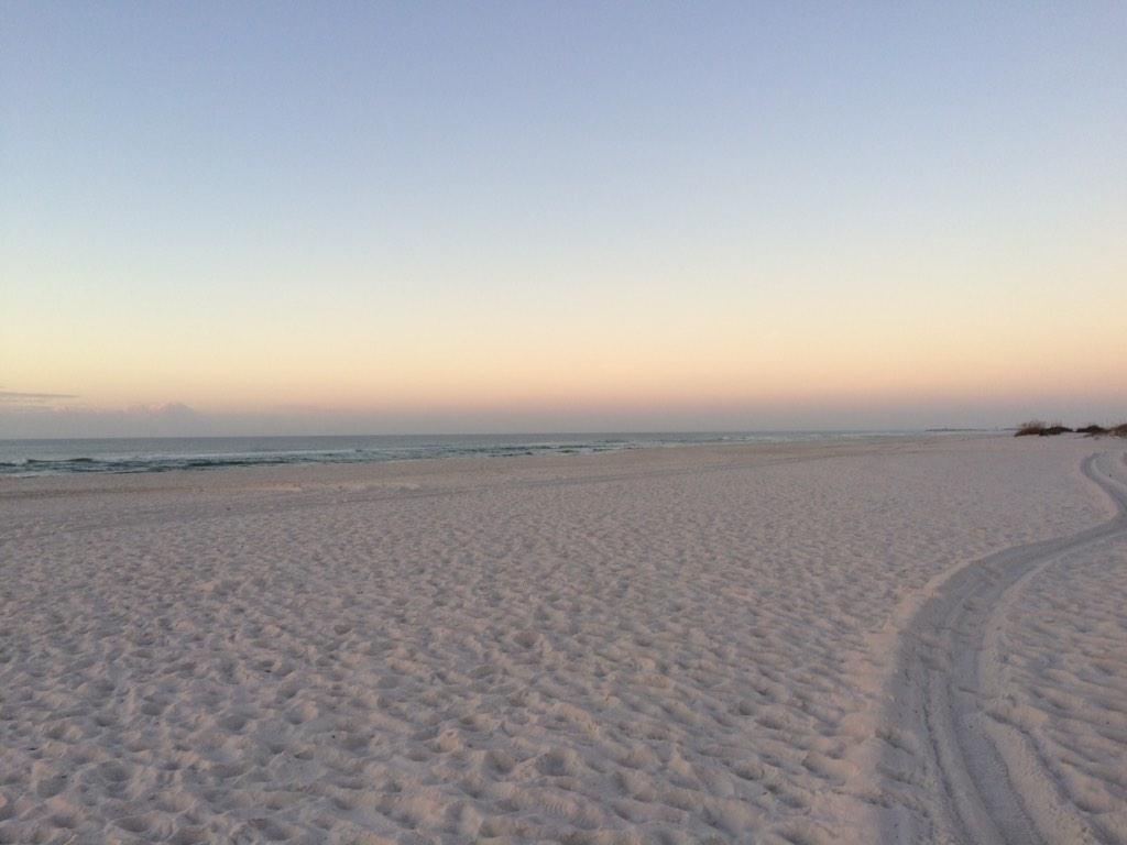 Wide open, white sugar sand this morning at sunrise in @AlabamaBeaches #albeachblogger