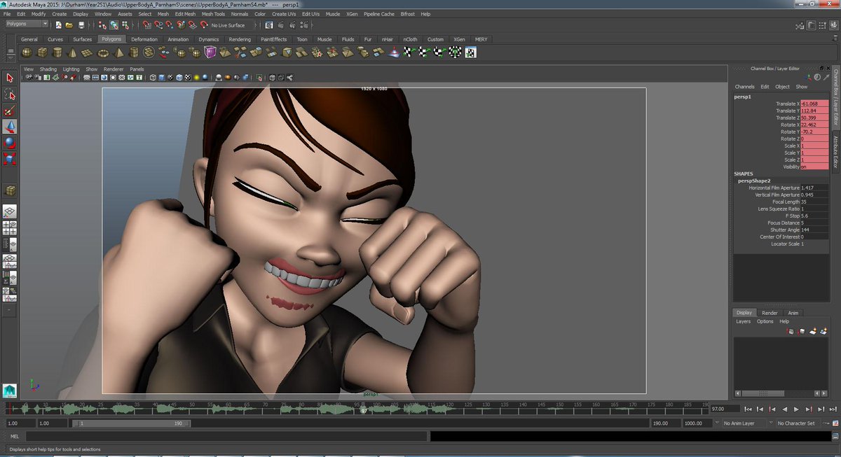 Anodesu's tweet photo. Fixing my animation with Mery and I spot something during the playblast for one frame when she's bent over. Whoops. http://t.co/POzgHowsag
