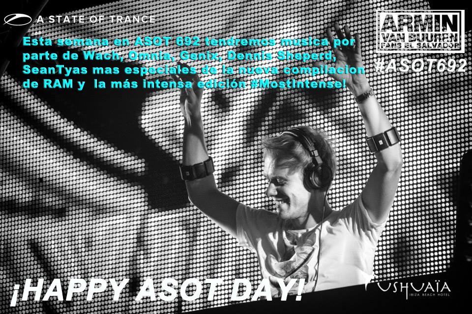 ArminFansSv's tweet photo. Hoy #ASOT692 Música de @Wach_music @omniamusic @GenixDJ @dennissheperd @SeanTyas Especiales @djramnl y #MostIntense http://t.co/cBdO3YXznF