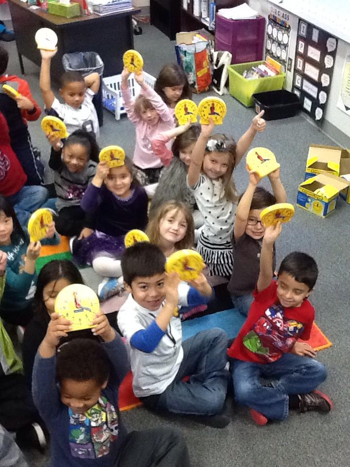 BCEFirst's tweet photo. Ms. Bradley's class is having fun telling time to the hour! http://t.co/dBrmLPIkI2