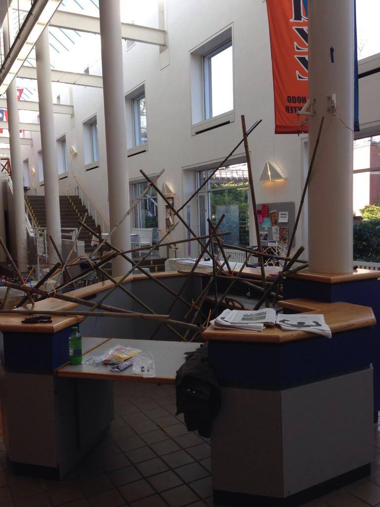 The base of the IMAGINE collaborative building structure. Visit Balfour Hood from 11-4 to add your part! <a href="/wheaton/">Wheaton College (MA)</a>