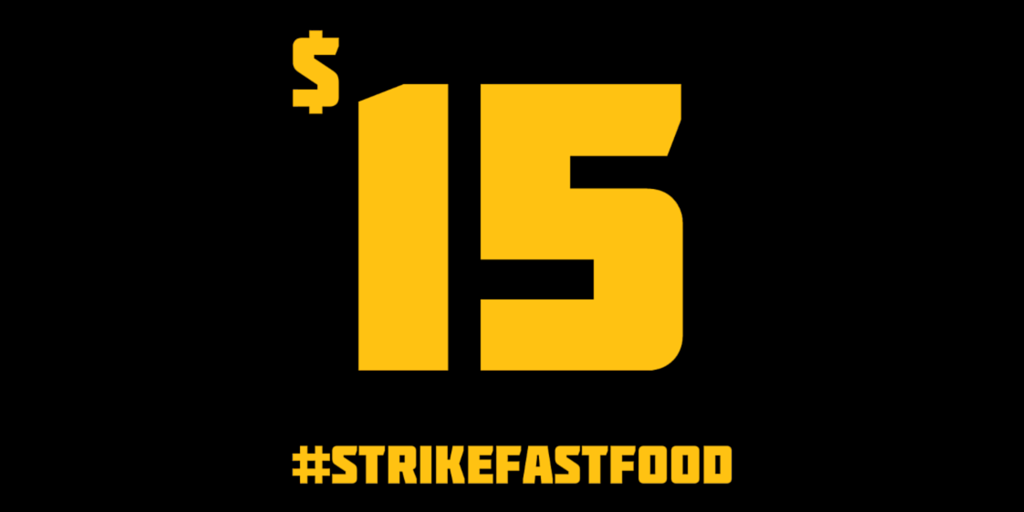 RepYvetteClarke's tweet photo. Happening: Fast food workers are ready to #StrikeFastFood today as they #FightFor15 http://t.co/domOUZwOJR